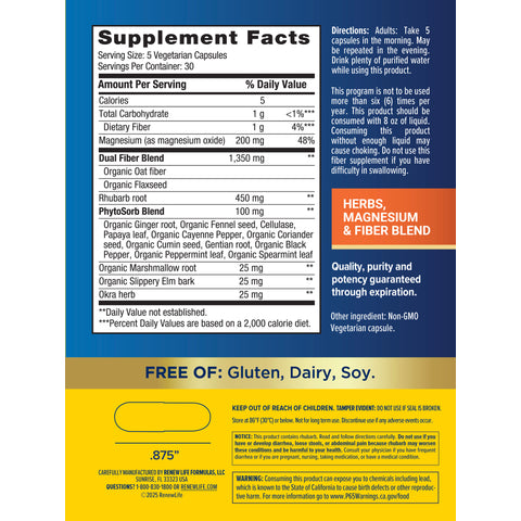 View 2 Bowel Cleanse, 150 Vegetarian Capsules Supplement Facts