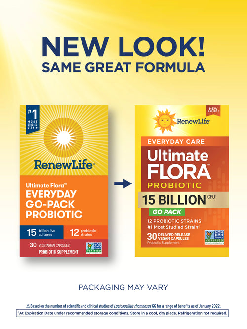 View 3 Probiotique Ultimate Flora Soin Quotidien 15 Milliards GO PACK, 30 Gélules Végétaliennes à Libération Retardée