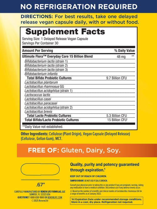 View 2 Probiotique Ultimate Flora Soin Quotidien 15 Milliards GO PACK, 30 Gélules Végétaliennes à Libération Retardée