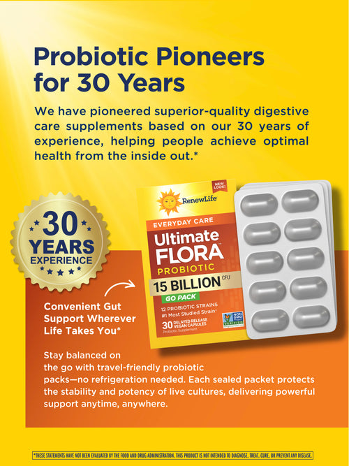 View 7 Probiotique Ultimate Flora Soin Quotidien 15 Milliards GO PACK, 30 Gélules Végétaliennes à Libération Retardée