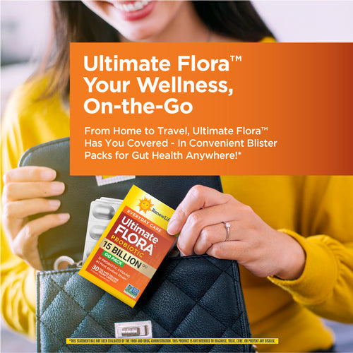 View 5 Ultimate Flora Cuidado Diário Probiótico 15 Bilhões GO PACK, 30 Cápsulas Veganas de Liberação Retardada