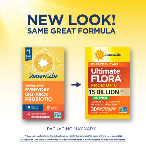View 3 Ultimate Flora Cuidado Diário Probiótico 15 Bilhões GO PACK, 30 Cápsulas Veganas de Liberação Retardada