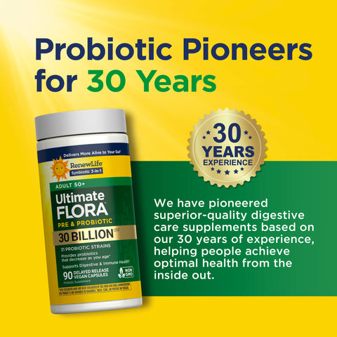 View 7 Ultimate Flora 50+ Probiotic 30 Billion, 90 Delayed Release Vegan Caps