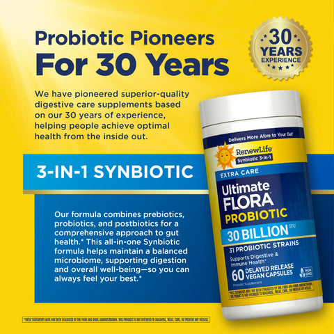 View 7 RenewLife Ultimate Flora Probiotic, 30 Billion CFU, 31 Strains, 60 Vegan Capsules for Digestion and Immune Health, NON GMO.