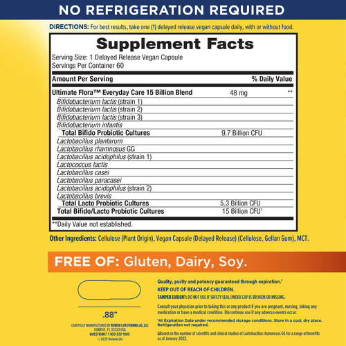 View 2 Ultimate Flora Everyday Care Probiotic 15 Billion, 60 Delayed Release Vegan Caps