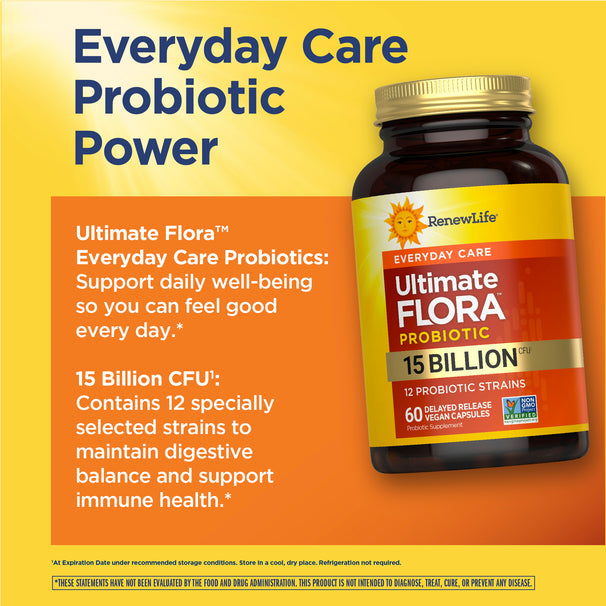 View 5 RenewLife Ultimate Flora Probiotic with 15 Billion CFU, 60 Vegan Capsules with Delayed Release.