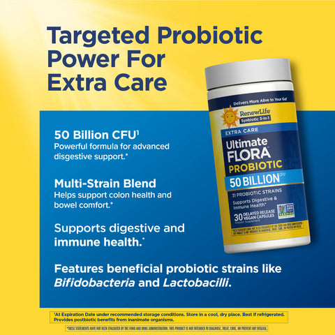 View 6 Ultimate Flora Extra Care Probiotic 50 Billion, 30 Delayed Release Vegan Caps