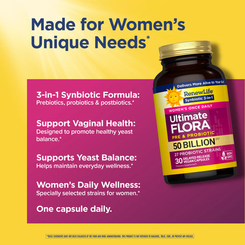 View 5 Ultimate Flora Women's Vaginal Care Probiotic 50 Billion, 30 Delayed Release Vegan Caps