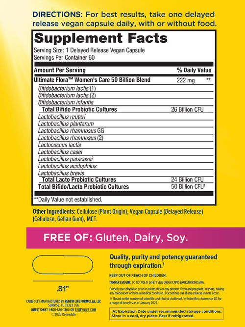 View 2 Ultimate Flora Women's Vaginal Care Probiotic 50 Billion, 60 Delayed Release Vegan Caps