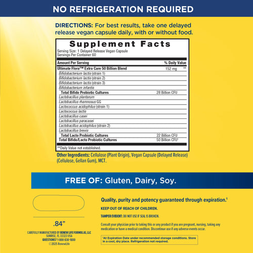 View 2 Ultimate Flora Probiotique Extra Soin 50 Milliards GO PACK, 60 Gélules Végétaliennes à Libération Retardée