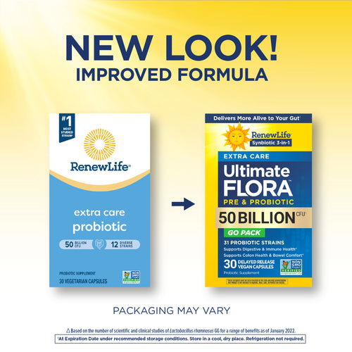 View 3 Ultimate Flora Extra Care Probiotic 50 Billion GO PACK, 30 Delayed Release Vegan Caps