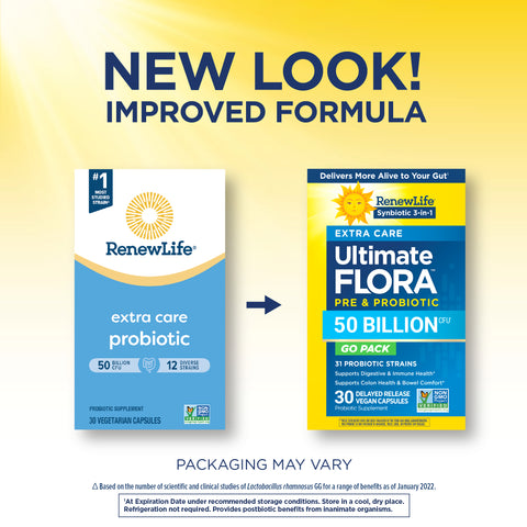 View 3 Ultimate Flora Extra Care Probiotic 50 Milliarden GO PACK, 30 verzögerte Freisetzung, vegane Kapseln