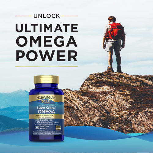 View 7 Norwegian Gold Super Critical Omega, 30 cápsulas blandas de gelatina de pescado
