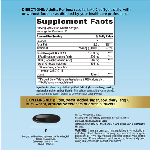View 2 Norwegian Gold Super Critical Omega, 30 Softgels de Gelatina de Peixe