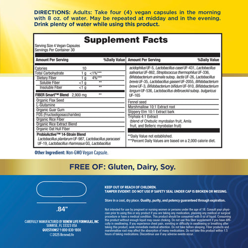 View 2 Fiber Smart con Probiotici, 120 Capsule Vegane