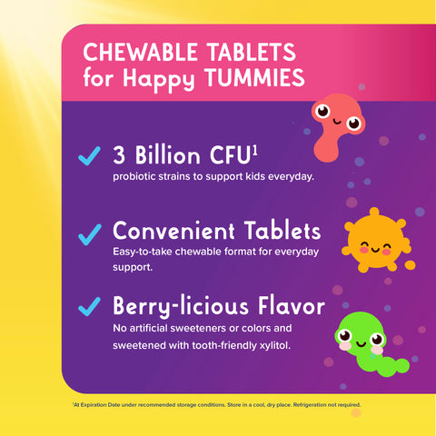 View 4 Ultimate Flora Kids Probiotic Chewable Tablets 3 Billion, 3 Billion, 60 Berry-licious Chewable Tablets