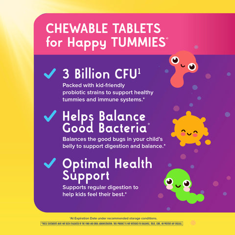 View 4 Ultimate Flora Kids Probiotic Chewable Tablets 3 Billion, 3 Billion, 30 Berry-licious Chewable Tablets