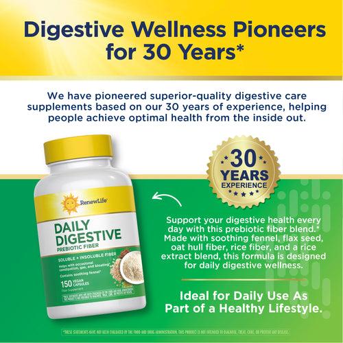 View 6 Daily Digestive Prebiotic Fiber, 150 Vegetarian Capsules