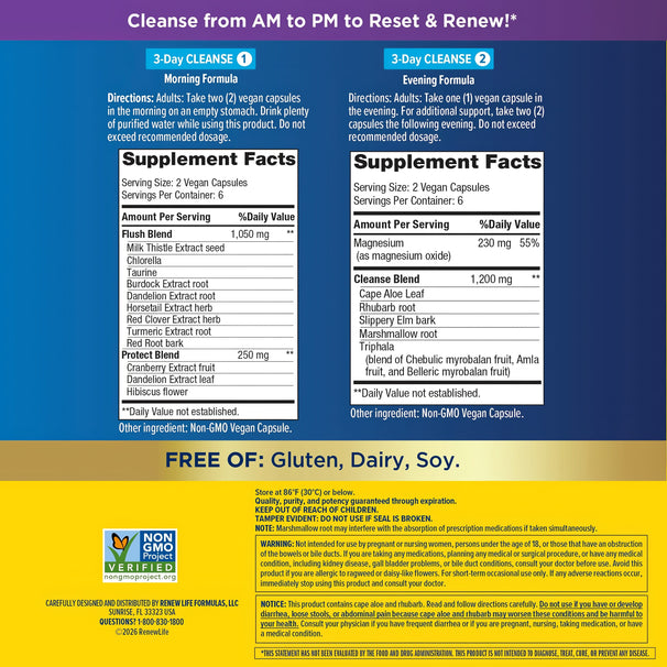 View 2 Supplement Facts panel for 3-Day Cleanse Twin Pack with 24 Veggie Caps.