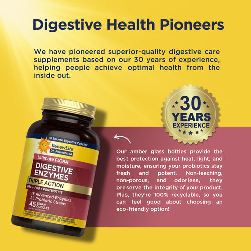 View 6 Digestive Enzymes Triple Action Pre + Pro + Postbiotics, 45 Vegan Capsules