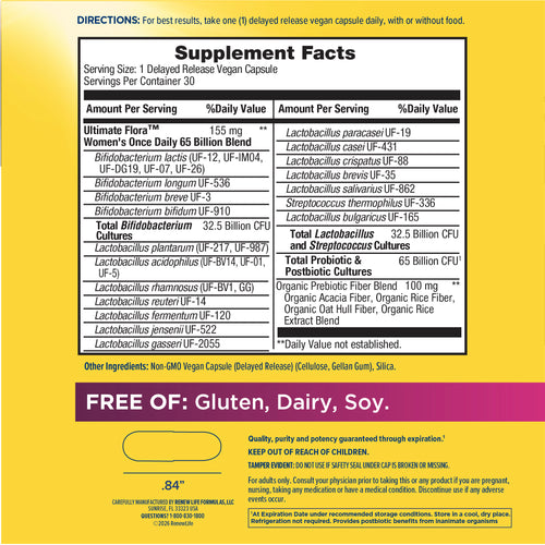 View 2 Ultimate Flora Women's Once Daily Probiotic 65 Milliarden, 30 Magensaftresistente Vegane Kapseln