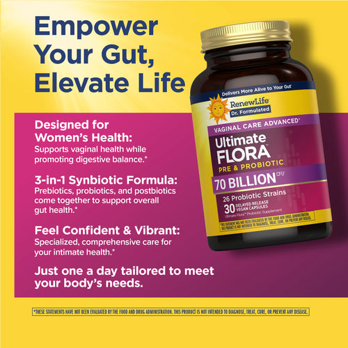 View 4 Ultimate Flora Women's Vaginal Care Advanced Probiotic 70 Billion, 30 Delayed Release Vegan Caps