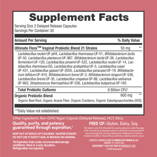 View 3 Ultimate Flora Vaginal Probiotic, 60 Delayed Release Capsules