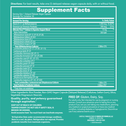 View 2 Ultimate Flora Debloat Probiotic Dr. Formulated, 30 Delayed Release Vegan Caps