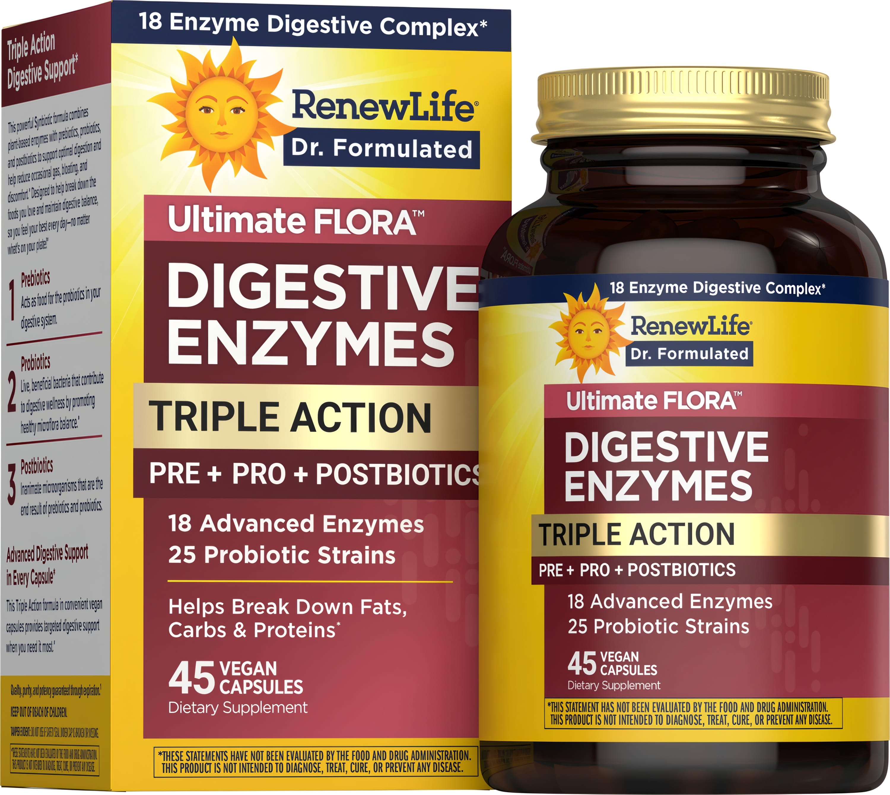 Dynamic Pre/pro Perth Digestive Enzymes Triple Action Pre + Pro + Postbiotics, 45 Vegan Caps