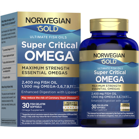 View 1 Norwegian Gold Super Critical Omega, 30 Softgels de Gelatina de Peixe