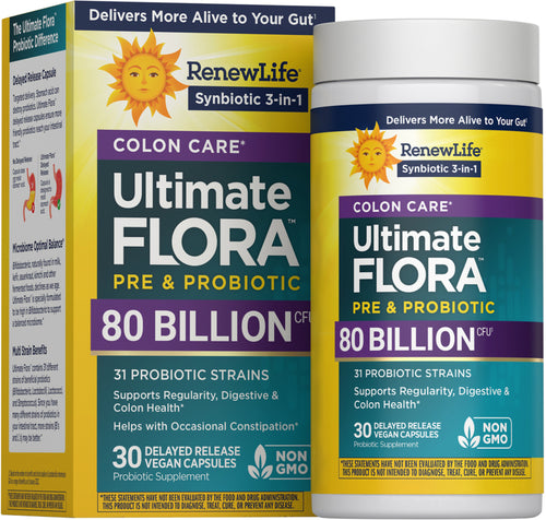 View 1 Ultimate Flora Colon Care Prebiotic & Probiotic 80 Billion, 30 Delayed Release Vegan Caps