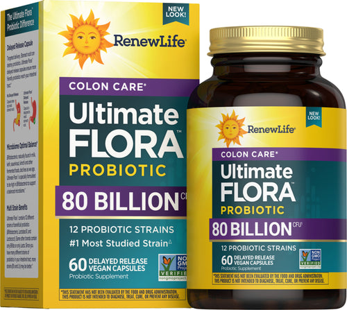 View 1 Probiotico Ultimate Flora Colon Care 80 Miliardi, 60 Capsule Vegane a Rilascio Ritardato