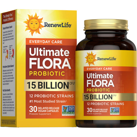 View 1 Probiotique Soins Quotidiens Ultimate Flora 15 Milliards, 30 Capsules Végétaliennes à Libération Retardée