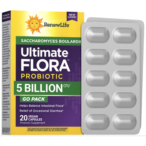 View 1 Ultimate Flora Saccaromyces Boulardii GO PACK, 20 Vegan Capsules