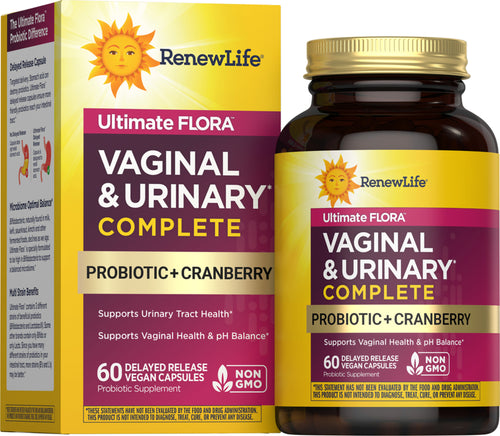 View 1 Ultimate Flora Vaginale e Urinario Completo + Probiotico & Mirtillo Rosso, 60 Capsule Vegane a Rilascio Ritardato