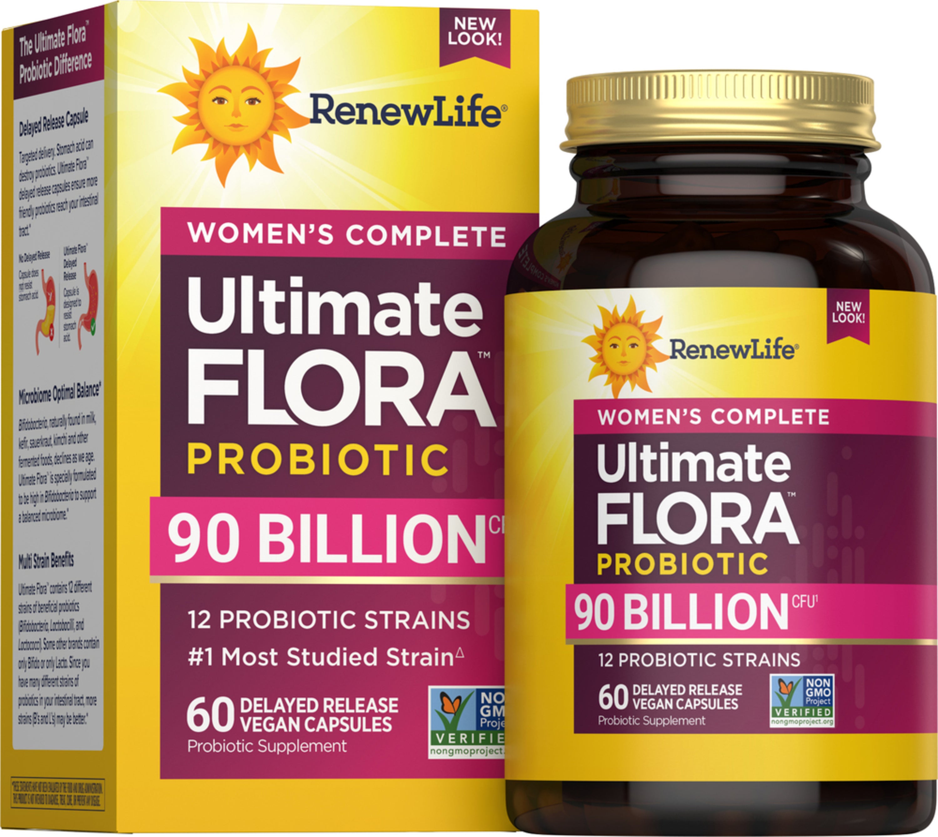 Ultimate Flora Women's Complete Probiotic 90 Billion, 60 Delayed Release Vegan Caps Bottle