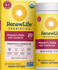 Women's Daily Probiotic with Prebiotic, Cranberry, 20 Billion CFU, 26 strains, 60 Veg Capsules, USDA Organic, Non-GMO.
